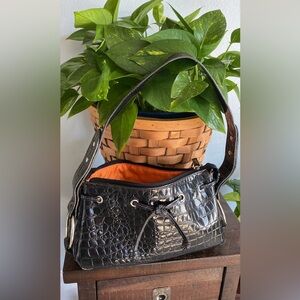Beautiful Black Tote with Orange  Interior